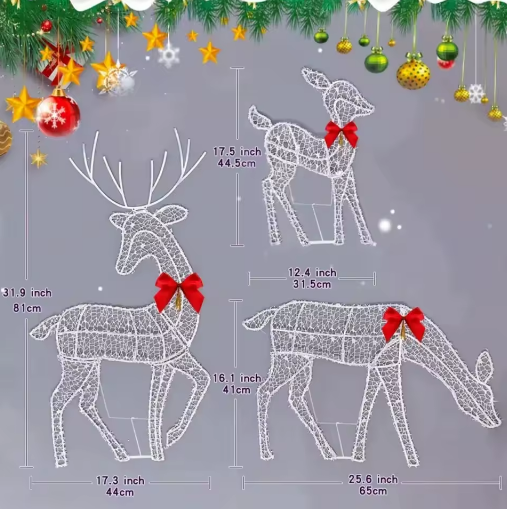 Renifery Świąteczne LED 3D
